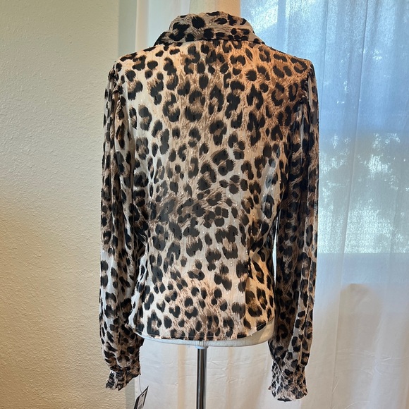 by & by Leopard Print Button-Down Blouse - Brown & Black - Picture 3 of 10